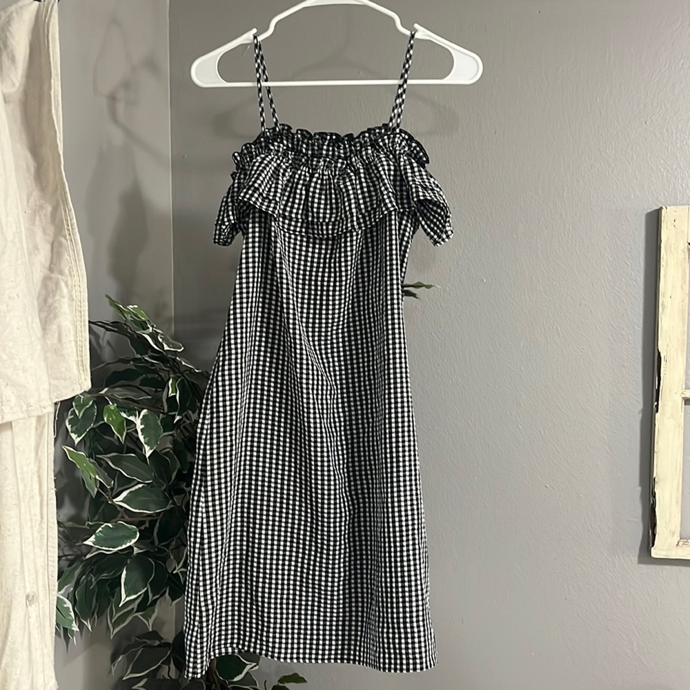 Off the shoulder checkered dress